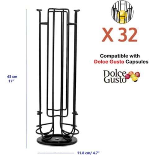Storage 24/32PCS Dolce Gusto Stand Display Rack Rotatable Coffee Pods Plating Holder 2020 Fashion Capsule Black High-Capacity