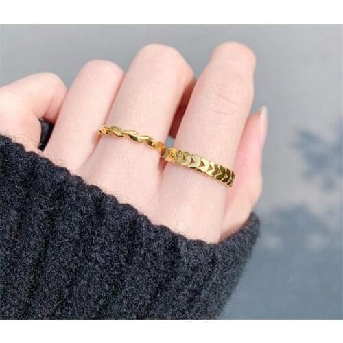 YUN RUO Fashion Personality Gold Wheat Ring Finger Ring Yellow Gold Color Woman Titanium Steel Stainless Steel Jewelry Not Fade