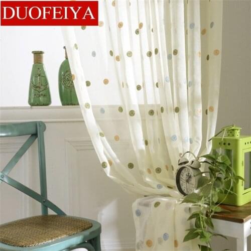 Cute Circle Embroidery Cartoon Curtains For Living Room Bedroom Childrens Room Sheer Tulle Curtain Modern Home Decoration T57#3