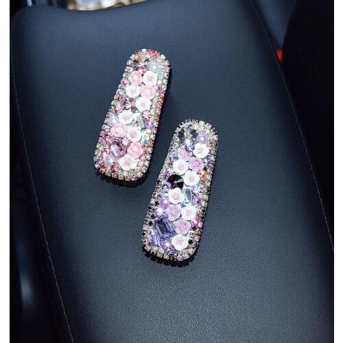 Crystal roses Flower Car Sun Visor Glasses Sunglasses Ticket Receipt Card Clip Storage Holder Car Styling Decorate