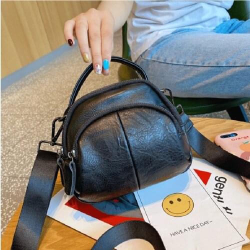 Women novelty high quality black pu leather small crossbody bag for female casual mini casual shell multi-layer shoulder bag