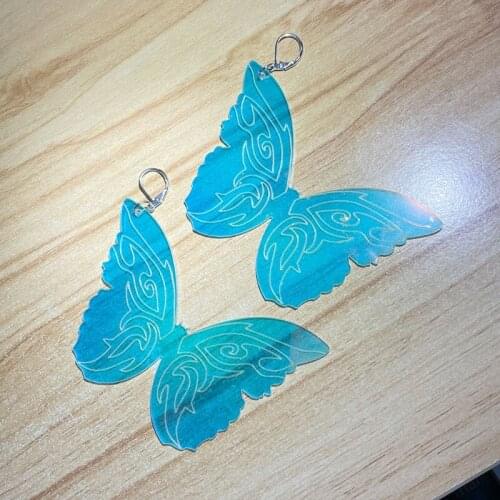 1Pair Women Acrylic Ear Drop Dangle Exaggerated Colorful Butterfly Earrings Gift