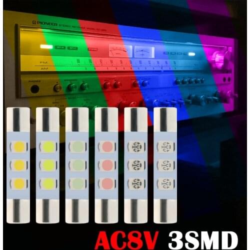 1pcs AC8V Car Festoon 29mm 31mm Style LED Light Replace Incandescent Fuse Lamp Bulbs 8V250mA Fits Vintage Stereo Audio Receivers