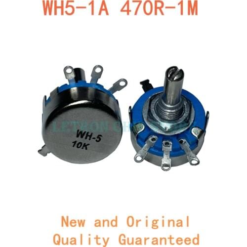 1PCS WH5-1A 470R 1K 10K 47K 4K7 100K 470K 220K 1K5 22K 1M ohm 3-Terminals Round Shaft Rotary Taper Carbon Potentiometer WH5