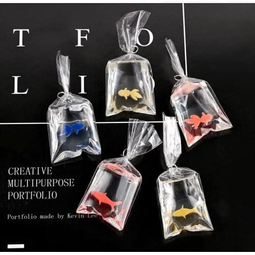 10Pcs Simulation Transparent Water Bag Fish Resin Cabochon Kawaii Miniature Figurines DIY Decoration Accessories Scrapbook Craft