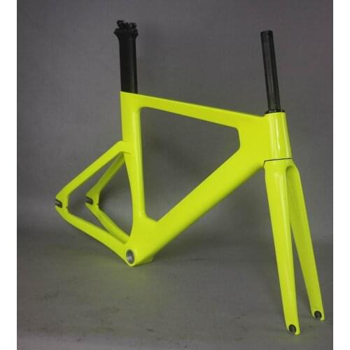 2021 Fluorescen yellow carbon track frame road frames fixed gear bike frameset seat post 49/51/54cm carbon bicycle frame