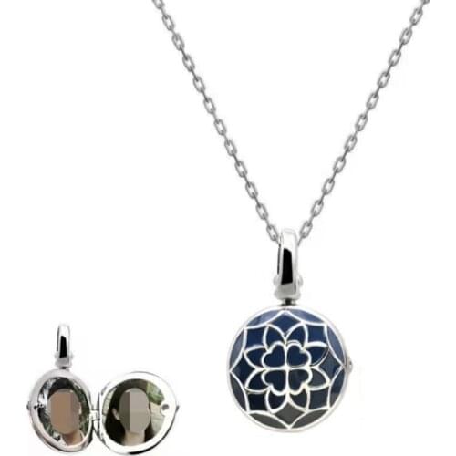 2021 Fashionable And Elegant Style Enamel Blue Pink Can Insert Photos Gift Pendant Necklace