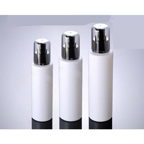 3ps/lot 100ml High Quality Round White PET Plastic Lotion Bottle With Treatment Pump For Hair Oil Refillable Bottles