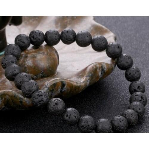 8mm ryhe2 adjusted Charm Bracelet black volcanic lava Stone bead essential oils diffuser women men gift Reiki Buddha Yoga
