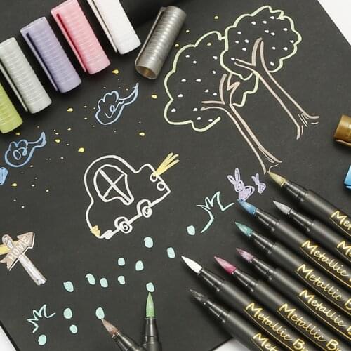 Glitter Paint Marker 10-Pack Water-based Paint Pen Soft Tip Brush Marker Pen for Writing Drawing PUO88
