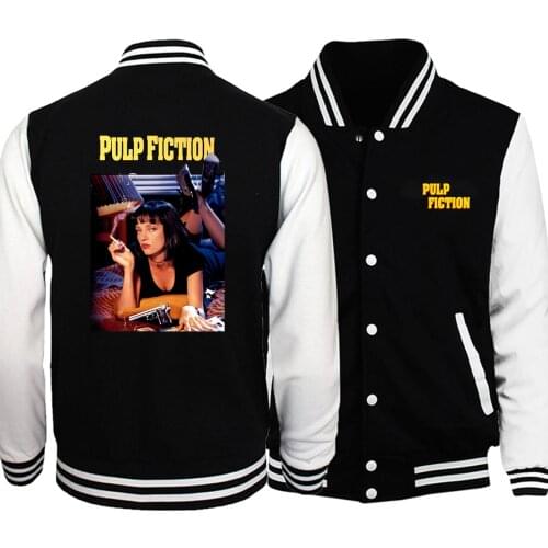 Movie Pulp Fiction Mia Wallace Baseball Men Jackets Coats 2019 Winter Autumn Fleece Sportswear Hip Hop Cool Streetwear Plus Size