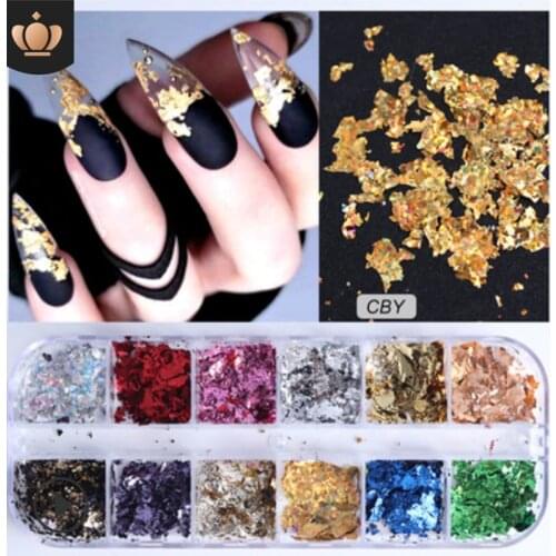 Gold and silver foil fragments nail flash mirror nail flake pigment nail enhancement Sequin foil Decal