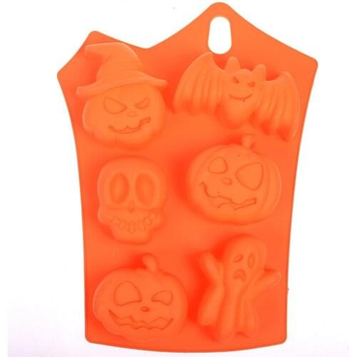 Halloween decor Bat Pumpkin Face Skull Ghost Ice Cube Shapes Silicone jelly Chocolate Bread Soap Muffin Baking Cake HandmadeMold
