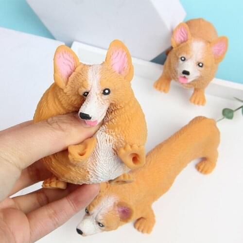 Sensory Fidget Decompression Toy Interactive Stress Relief Squishy Corgi Dog Novelty Toy Fidget Set Push Fidget Puppy