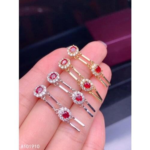 KJJEAXCMY boutique jewelry 925 sterling silver inlaid natural ruby gemstone Luxury Classic womens earrings support detection