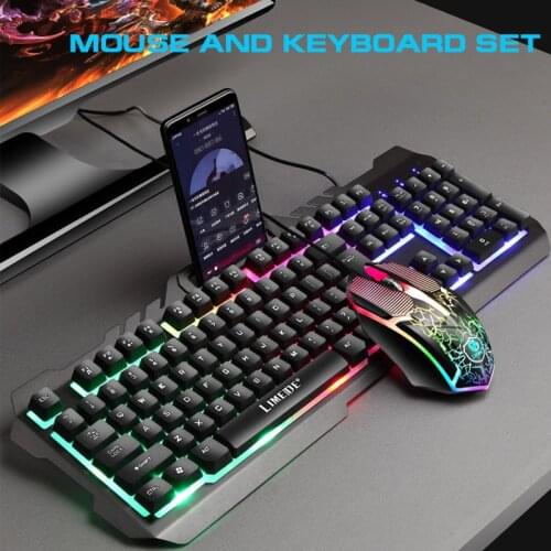2021 New Gaming keyboard and Mouse Set USB Wired LED Backlit Mechanical Feel Keyboards with 3200 DPI Gaming Mouse for PC Laptop
