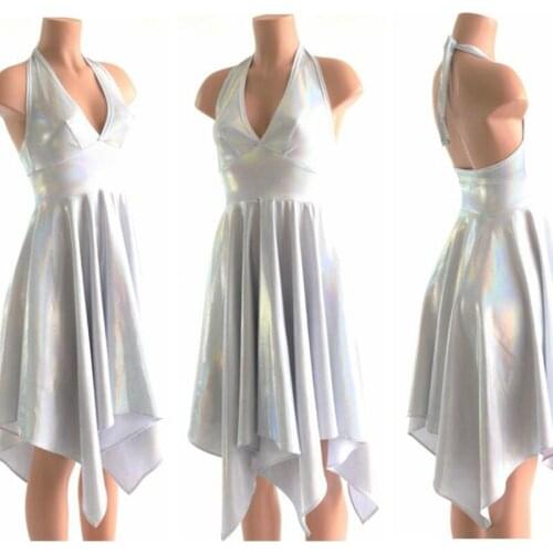 Halter v neck short homecoming dress irregular knee-length open back sparkly glitter graduation prom gown vestidos de gala 2021