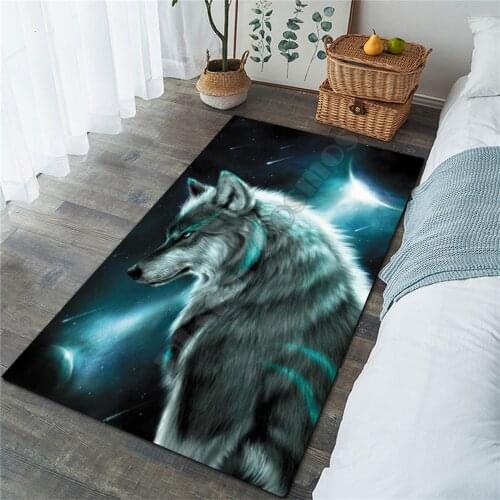 Galaxy Wolf Area Rug 3D All Over Printed Non-slip Mat Dining Room Living Room Soft Bedroom Carpet