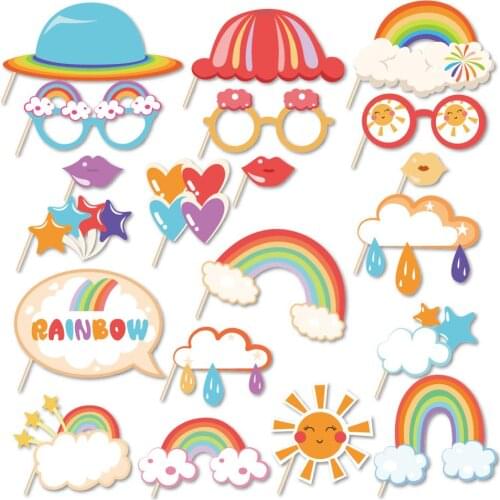 Colorful Rainbow Photobooth Props Baby Shower Gilrs Happy Birthday Party Rainbow Decorations Kids Party Favors