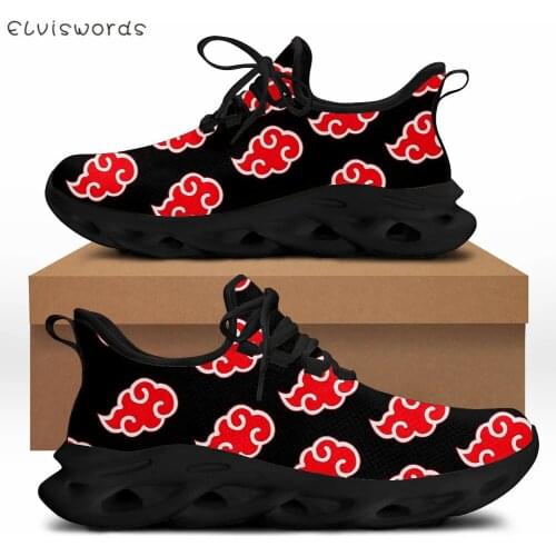 ELVISWORDS Anime 3D Red Cloud Pattern Hot Mens Women Lightweight Summer Sneakers Air Mesh Lace Up Shoes Comfort Walking Shoes