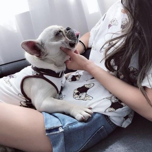 Summer Pet T-shirt Cat Clothes for French Bulldog Chihuahua Match Owner and Dog Clothes Parent-child Dog Pet Clothing
