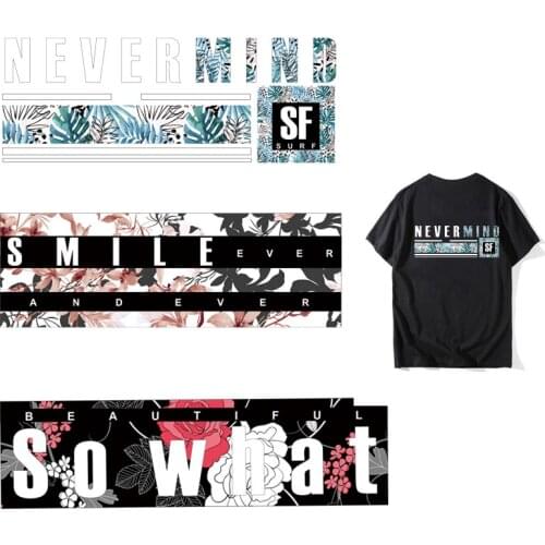 Summer Hot Fashion Letter Patches For Clothing DIY Washable Women T-shirt Iron-On Transfers Applique Decoration Flower Patch Set