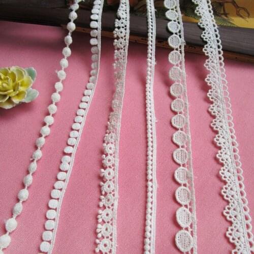 Lucia Crafts 2 Yards 180 cm Length Lace Ribbon Baby apparel Cotton Lace Trims Decoration DIY Doll Clothes Accessories Material