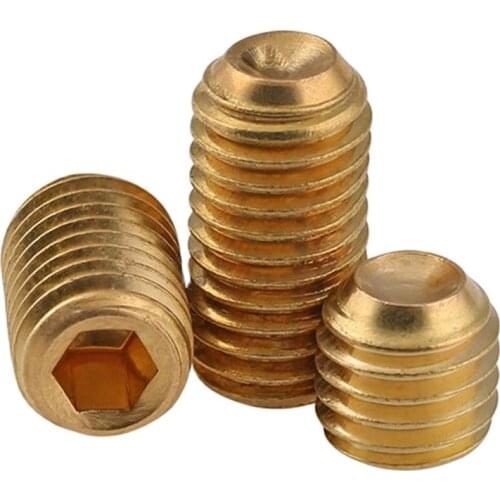 M8 M10 DIN913 Brass Hexagon Socket Set Screws With Flat Point 50pcs/lot