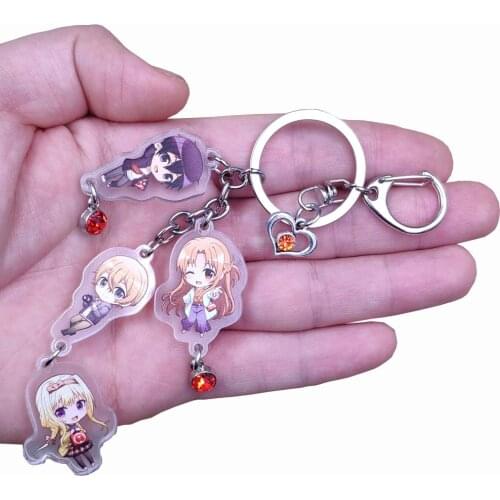 Sword Art Online Acrylic Keychain Classic Anime Jewelry For Key Ring With Red Heart Bead Child Student Girl Birthday Party Gift