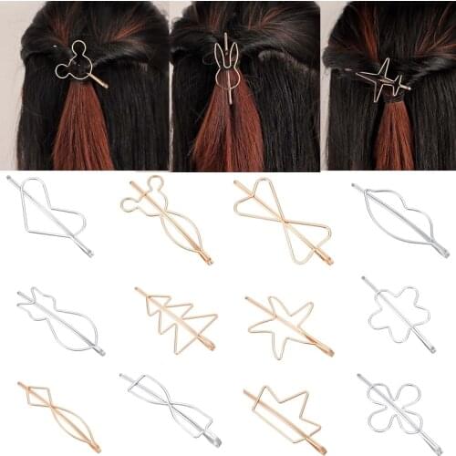 Minimalist Women Hairpins Geometric Hair Pins Claw Barrettes BB Hair Clip Ponytail Head Head Accessories Barrette Jewelry