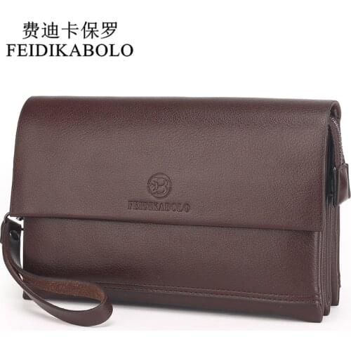 FEIDIKABOLO Excellent Quality Mens Clutch Bag Fashion Three-tier Large-Capacity Business Bag Personality Casual Mobile Wallet