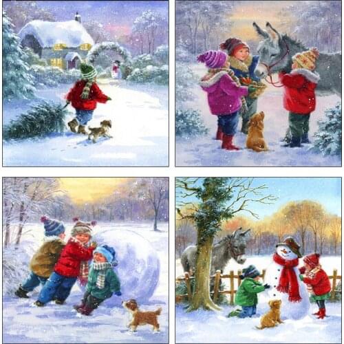 ARMYQZ 5D DIY Diamond Painting Winter Full Square Needlework Kit Diamond Embroidery Cartoon Mosaic Handmade Gift Wall Art