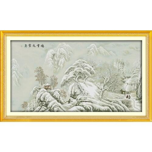 A timely snow promises a good harvest cross stitch kit 14ct 11ct count print canvas stitching embroidery DIY handmade needlework