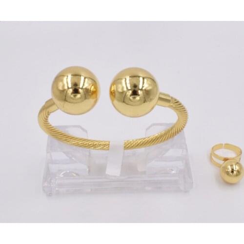NEW High Quality Ltaly 750 Gold color Jewelry Set For Women african beads fashion BIG Bracelet Ring jewelry NEW High Quality