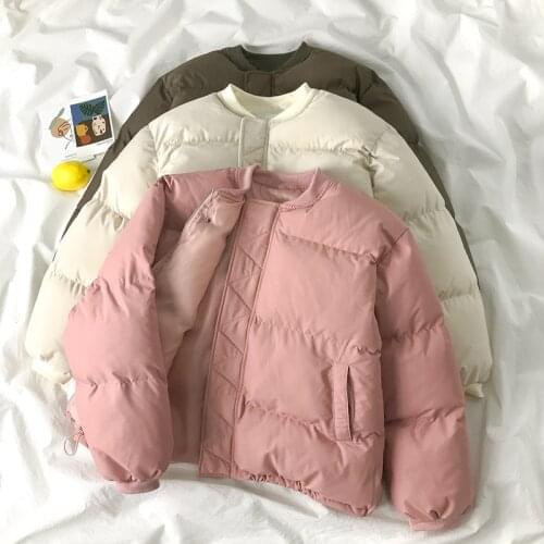 Cotton-padded Clothes Womens Winter 2021 new Korean style stand-up Collar Thickened Warm bread long-sleeved Jacket Trend