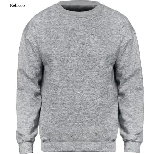 Solid color Sweatshirt Men Hoodie Crewneck Sweatshirts Winter Autumn Fleece Hoody Casual Gray Blue Red Black White Streetwear