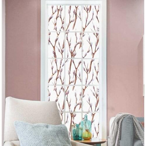 Window Film Privacy Flower Glass Sticker UV Blocking Heat Control Window Coverings Window Tint for Homedecor