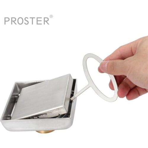 Proster 304 Stainless Steel Shower Grate Tile Insert Drain Square Bathroom Floor Waste Insert Square Floor Large Flow Drainer