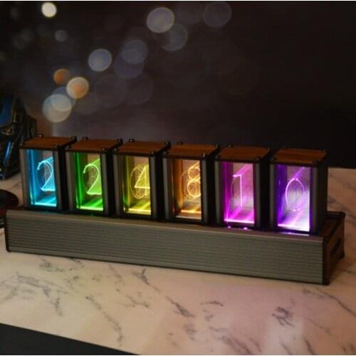 RGB pseudo glow tube clock diy kit ips tube clock retro digital ornaments living room creative desktop electronics