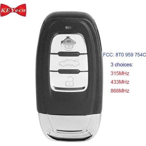 KEYECU for Audi A4 A5 A6 A7 A7 A8 RS4 RS5 Q5 S4 S5 Remote Key Fob 8T0959754C 8T0 959 754 C 315MHz/ 433MHz/ 868MHz