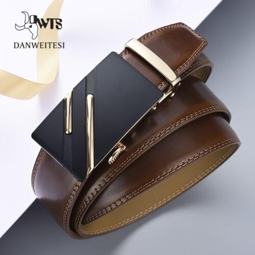 [DWTS]Belt Male Genuine Leather Strap Men belt designer brand Automatic Buckle Belts For Men Belts Cummerbunds cinturon hombre