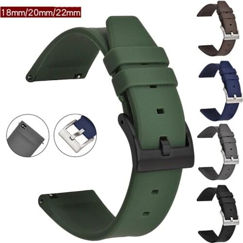 18mm 20mm 22mm Silicone Watchband Strap for Samsung Galaxy Active 2 Gear S3 S2 Huawei GT 2 Quick Release Rubber Bracelet Band