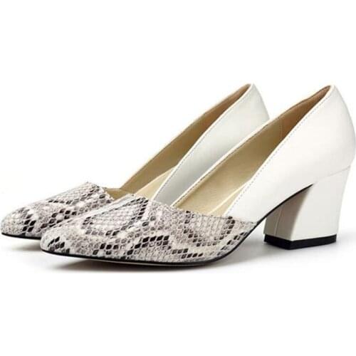 High Heels Dress Shoes Snake Pattern Pump Women Boat Shoes Serpentine Pointed Toe Office Shoe Ladies zapatos mujer