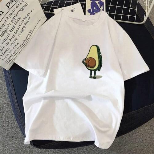 Ullzang retro Tshirt Harajuku T shirt women Mujer lady Summer casual T-shirt kawaii Avocado Fun print Tshirt