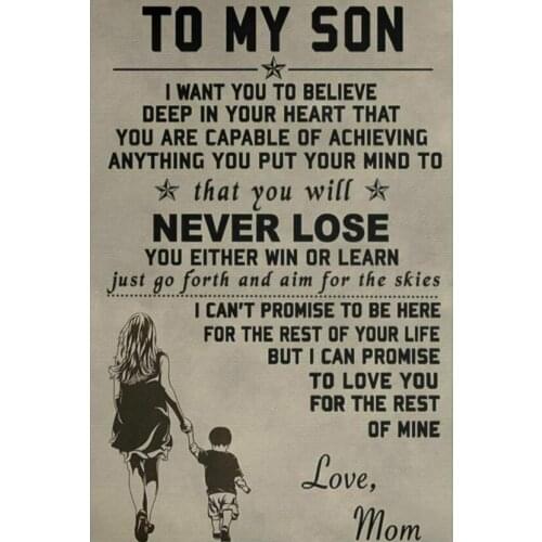 To My Son Mother And Son Inspirational Quotes Art Film Print Silk Poster for Your Home Wall Decor 24x36inch