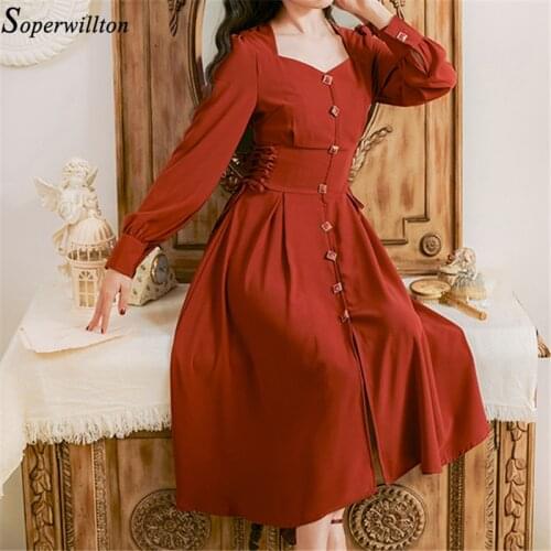 French Style Vintage Dress For Women Elegant Autumn retro Long Dresses Vestidos Classic Women Midi velvet Dress with belt
