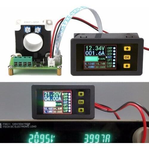 Hall Coulomb Meter 0-500A digital DC Bidirectional Voltage Current power Charging Capacity time Battery Monitor Voltmeter amp