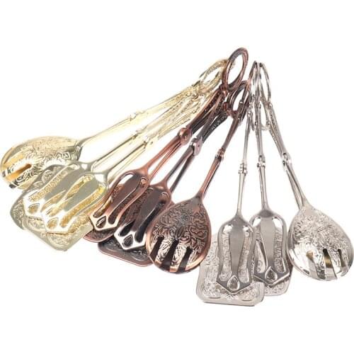 Pastry Clamp Baking Barbecue Tool Fruit Salad Cake Clip Kitchen Utensils Food Tong Gold-plated Snack Cake Clip Salad Bread