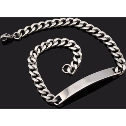 Dolaime Stainless Steel Bracelet Women Chain Link fashion girls ID Bracelet Jewelry 2017 new cool style GB417