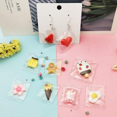 10pcs Cookies Cherry Candy Resin Charms 3D Fruit Flower In Candy Pendants Fit DIY Earring Keychain Jewelry Making AccessoryYZ659